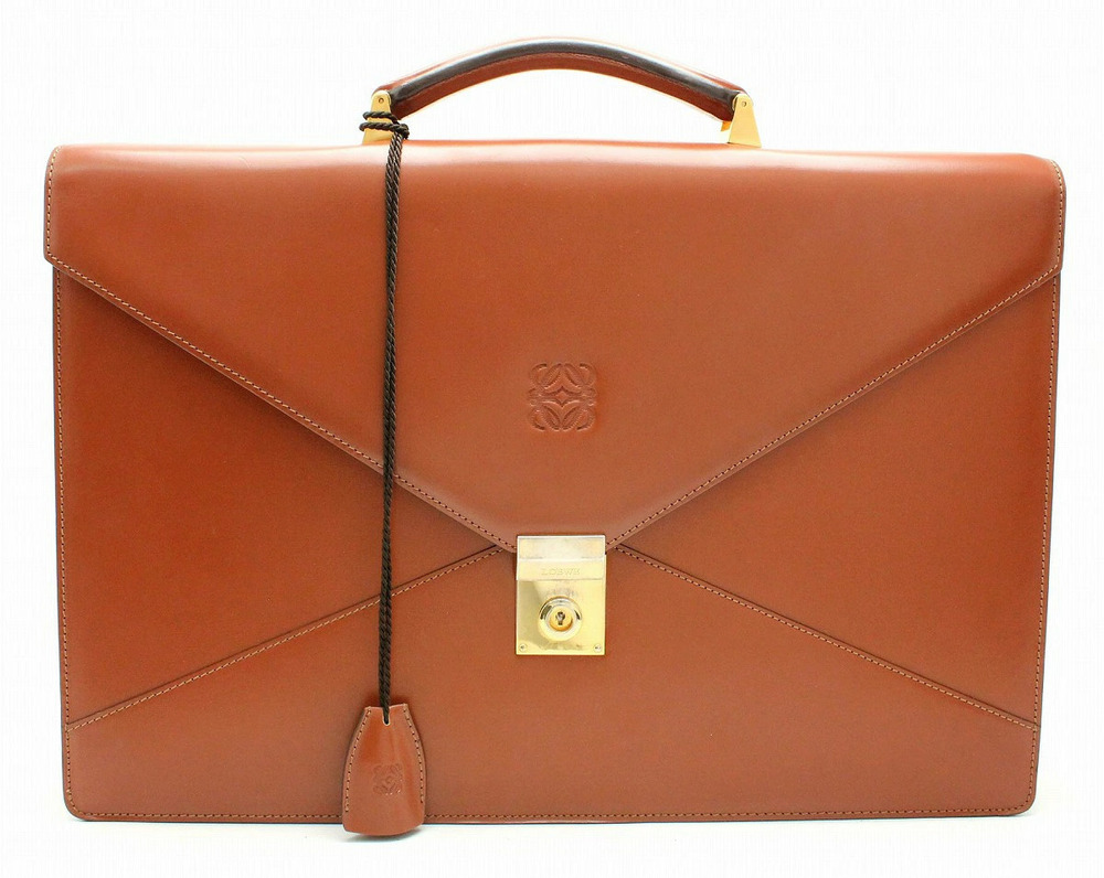 Loewe Anagram Bag Briefcase Business Case Leather Brown